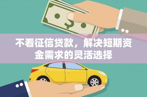 荔湾不看征信贷款，解决短期资金需求的灵活选择