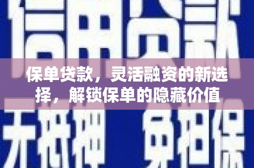 荔湾保单贷款，灵活融资的新选择，解锁保单的隐藏价值