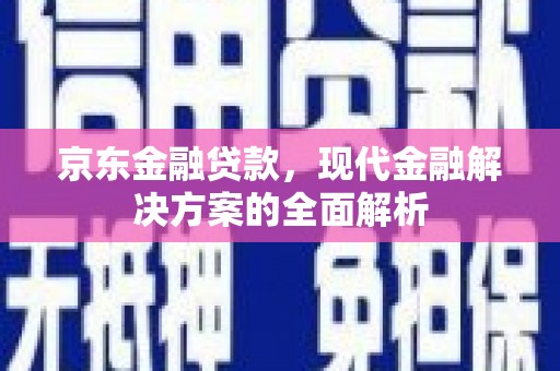 荔湾京东金融贷款，现代金融解决方案的全面解析