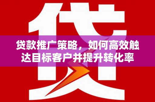 荔湾贷款推广策略，如何高效触达目标客户并提升转化率