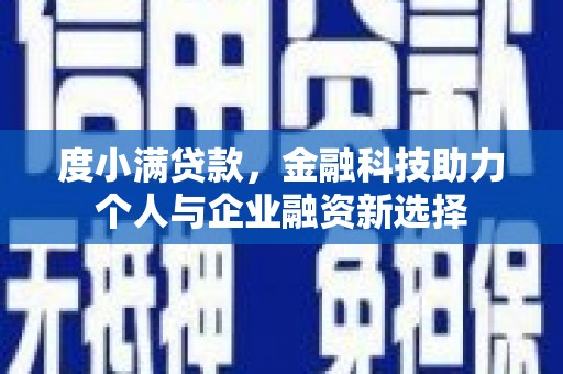 荔湾度小满贷款，金融科技助力个人与企业融资新选择
