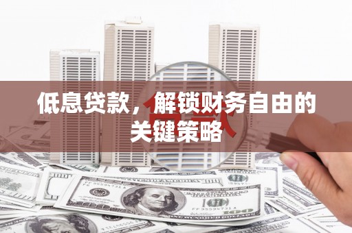 荔湾低息贷款，解锁财务自由的关键策略