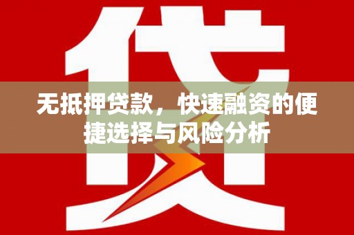 荔湾无抵押贷款，快速融资的便捷选择与风险分析