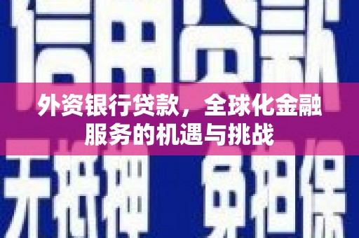 荔湾外资银行贷款，全球化金融服务的机遇与挑战