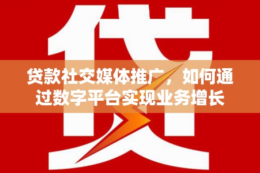 荔湾贷款社交媒体推广，如何通过数字平台实现业务增长