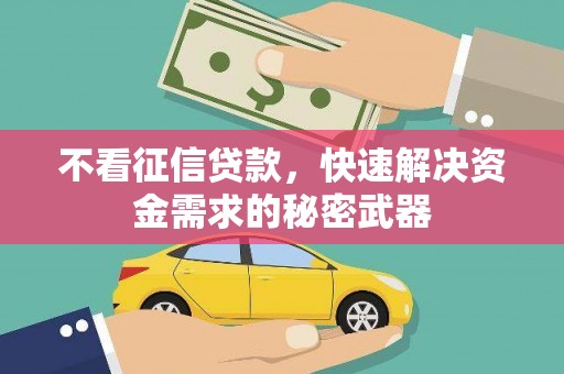荔湾不看征信贷款，快速解决资金需求的秘密武器