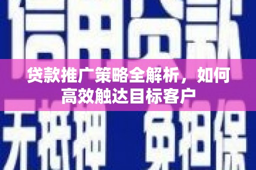 荔湾贷款推广策略全解析，如何高效触达目标客户