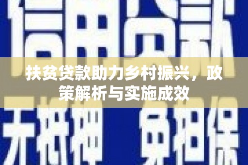 荔湾扶贫贷款助力乡村振兴，政策解析与实施成效
