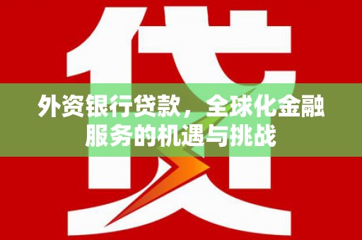 荔湾外资银行贷款，全球化金融服务的机遇与挑战