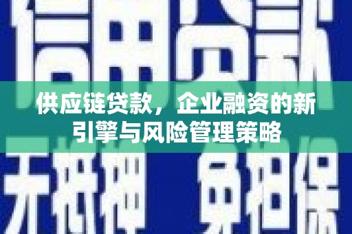 荔湾供应链贷款，企业融资的新引擎与风险管理策略