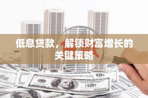 荔湾低息贷款，解锁财富增长的关键策略