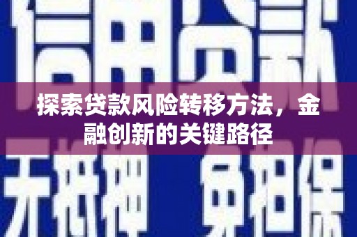 荔湾探索贷款风险转移方法，金融创新的关键路径