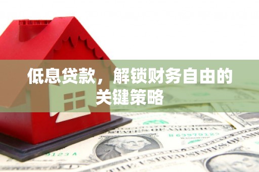 荔湾低息贷款，解锁财务自由的关键策略