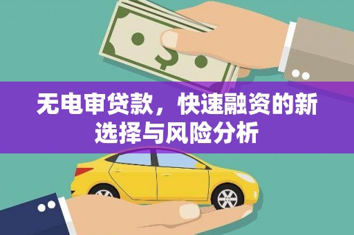 荔湾无电审贷款，快速融资的新选择与风险分析