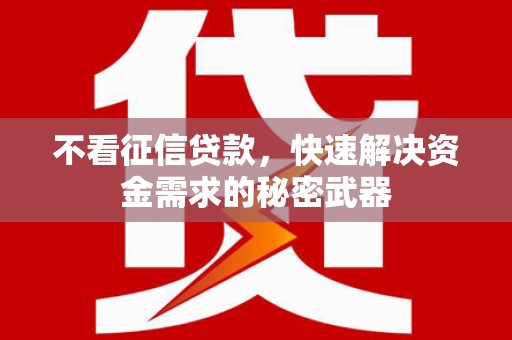 荔湾不看征信贷款，快速解决资金需求的秘密武器