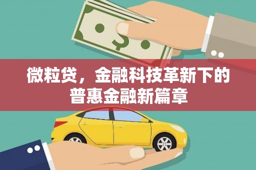 荔湾微粒贷，金融科技革新下的普惠金融新篇章